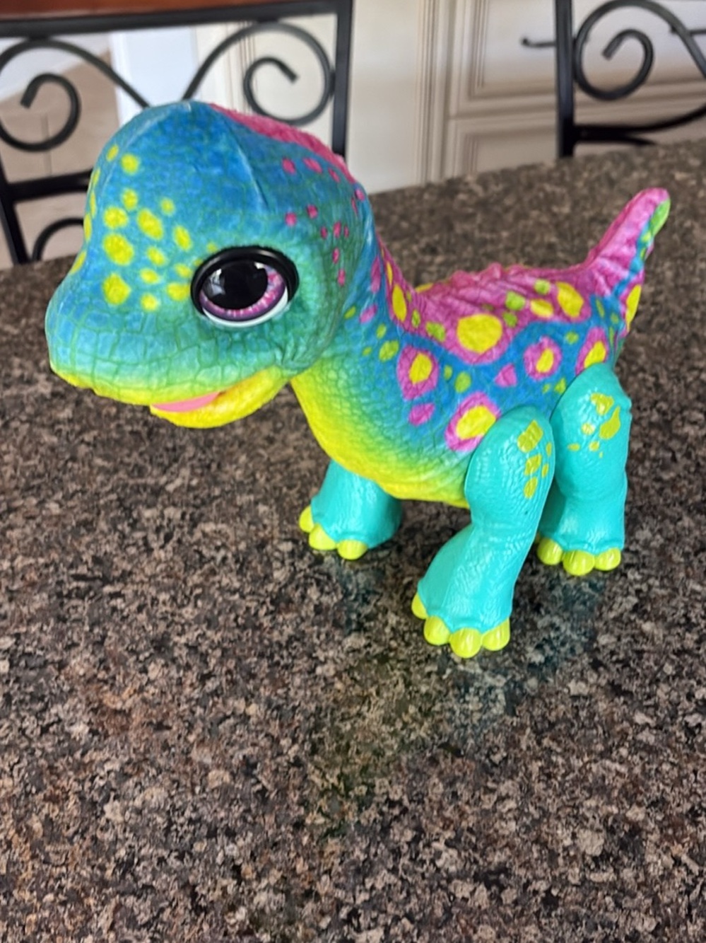 Colorful Teal & Pink Plush Reptile Toy for Pets